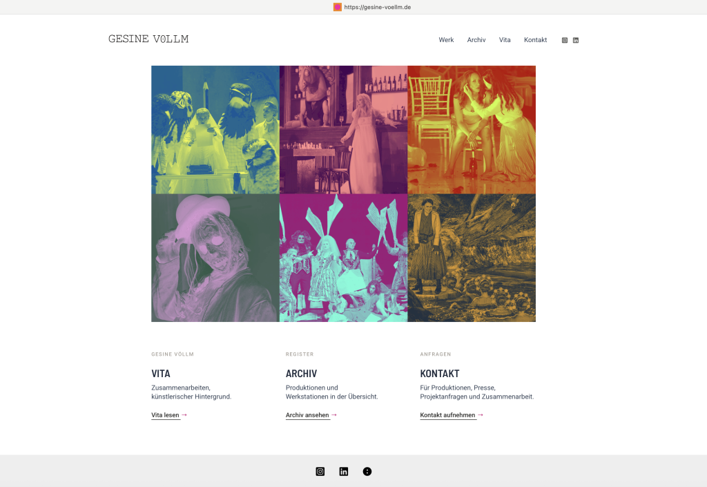 Website für Gesine Völlm – Kostümbild