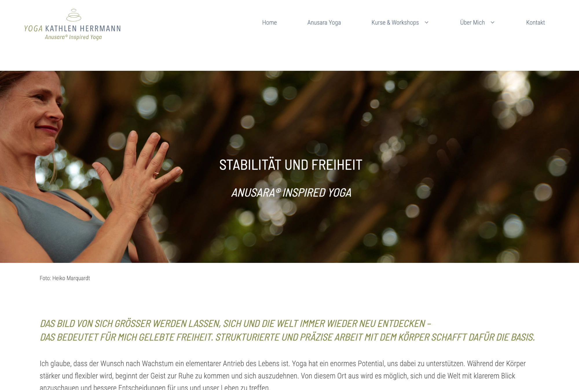 Webdesign für Kathlen Herrmann – Anusara Yoga