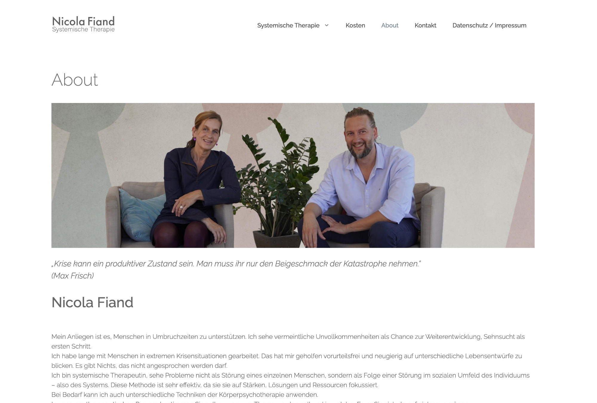 Webdesign für Nicola Fiand – Systemische Therapie